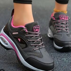 Trekking Shoes OutdoorRunning Sneakers Sporty Lace up in Gray Pink Hiking Shoes